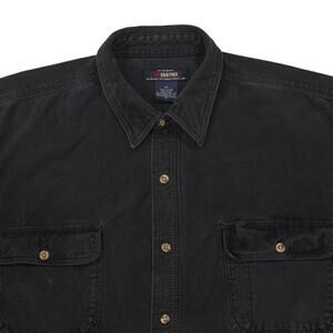 Vtg 5 Brother Shirt Mens 3XL Blue Chamois Flannel Heavy Button Long Sleeve FLAW